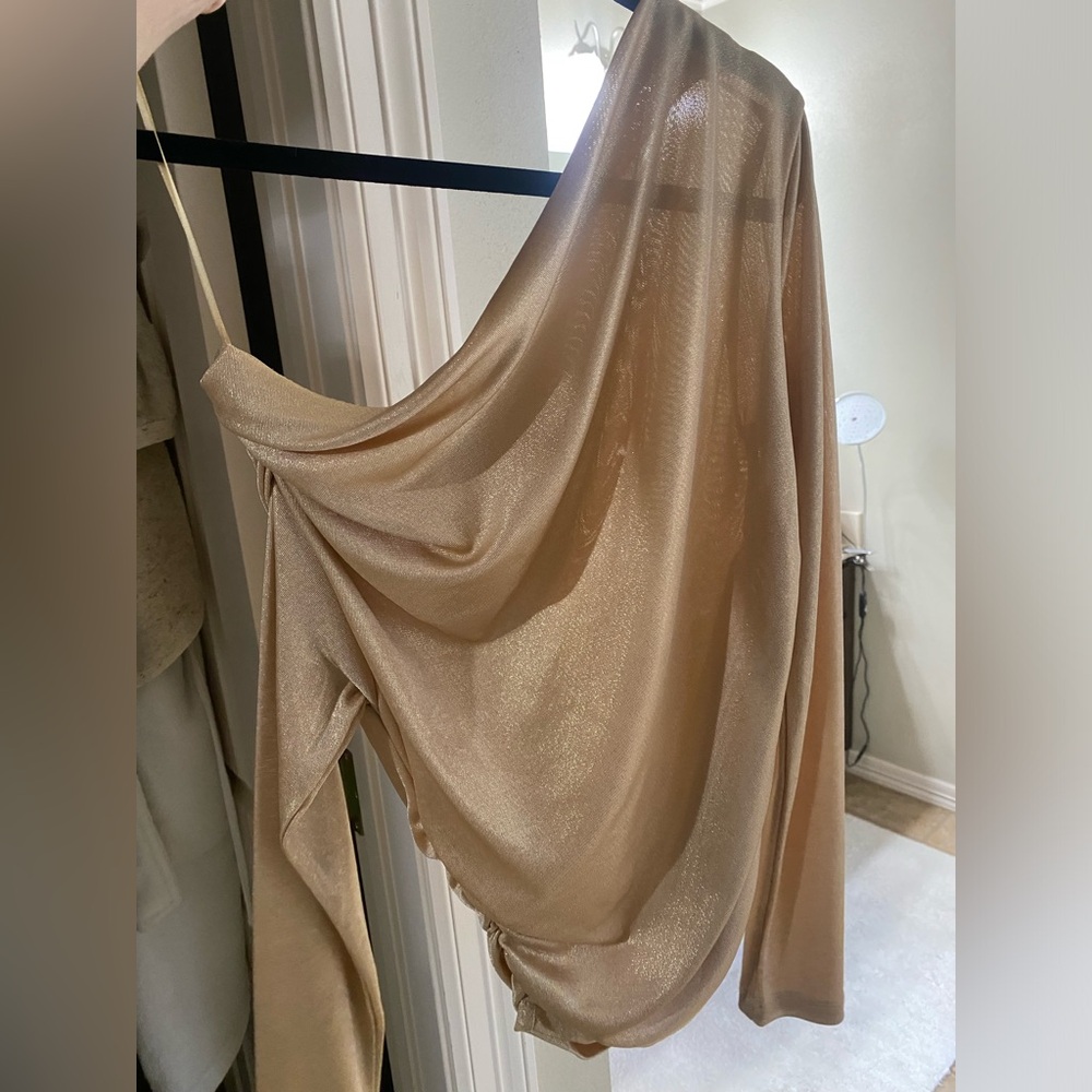 NWT Zara One Shoulder Gold Top